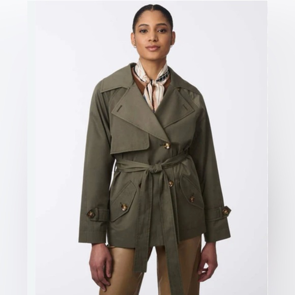 Bernardo Olive Khaki Short Belted Fall Trench Coat NWT Size XL - Picture 1 of 6